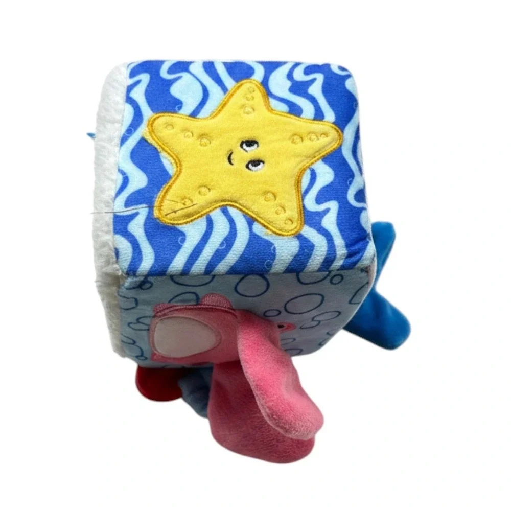Ocean Theme Baby Soft Activity Cube Rattle Mirror Teether Sensory Toy Blue Whale